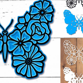 Intra απο ξύλο plywood 3mm-4mm πάχος 3D Butterfly , 3D Papercut Butterfly Δίασταση 3600x3600 cm INTRAFABR-13014232 - Image 4