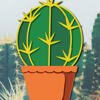 Intra απο ξύλο plywood 3mm-4mm πάχος 3d Cactus Paper Cut Δίασταση 1200x1200 cm INTRAFABR-30091962 - Image 1