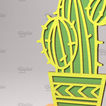 Intra απο ξύλο plywood 3mm-4mm πάχος 3D Cactus Stand . Χυμώδεις Δίασταση 30x20 cm INTRAFABR-83505027 - Image 1