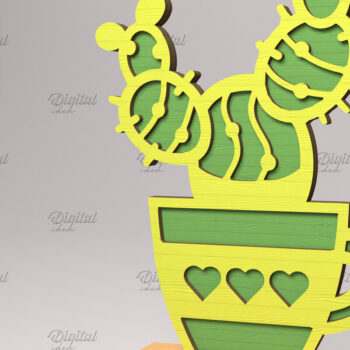 Intra απο ξύλο plywood 3mm-4mm πάχος 3D Cactus Stand . Χυμώδεις Δίασταση 30x20 cm INTRAFABR-83504906 - Image 1