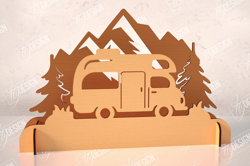 Intra απο ξύλο plywood 3mm-4mm πάχος 3D Camping Scene |Adventure Vibe| Πεζοπορία Δίασταση 30x20 cm INTRAFABR-114250026 - Image 1