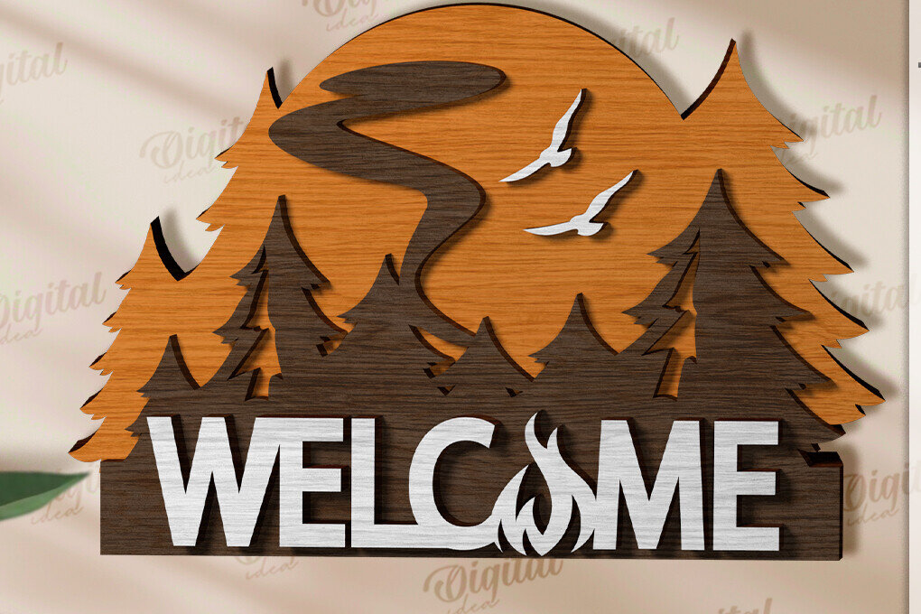 Intra απο ξύλο plywood 3mm-4mm πάχος 3D Κάμπινγκ Ταξιδιωτική Διακόσμηση Τοίχων Δίασταση 30x20 cm INTRAFABR-120643042