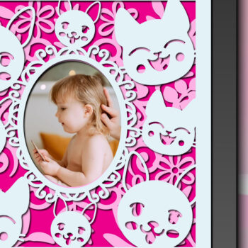 Intra απο ξύλο plywood 3mm-4mm πάχος Τρισδιάστατη κορνίζα για μωρό γάτα Δίασταση 20x30 cm INTRAFABR-66889445 - Image 1