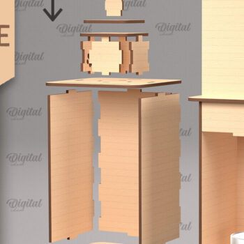 Intra απο ξύλο plywood 3mm-4mm πάχος 3D Φανάρι γάτας . Λάμπα κοπής με λέιζερ Δίασταση 30x20 cm INTRAFABR-92624761 - Image 2