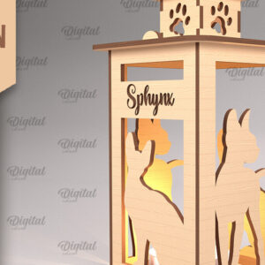 Intra απο ξύλο plywood 3mm-4mm πάχος 3D Φανάρι γάτας . Λάμπα κοπής με λέιζερ Δίασταση 30x20 cm INTRAFABR-92624963