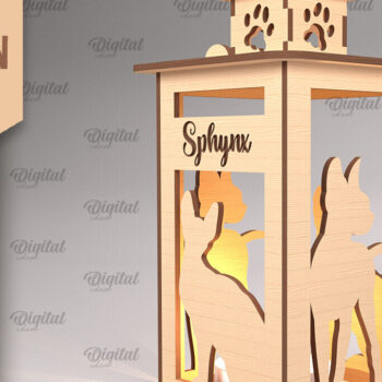 Intra απο ξύλο plywood 3mm-4mm πάχος 3D Φανάρι γάτας . Λάμπα κοπής με λέιζερ Δίασταση 30x20 cm INTRAFABR-92624963 - Image 1