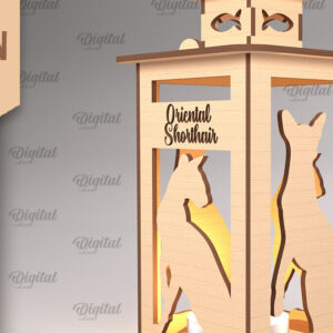 Intra απο ξύλο plywood 3mm-4mm πάχος 3D Φανάρι γάτας . Λάμπα κοπής με λέιζερ Δίασταση 30x20 cm INTRAFABR-92625019