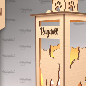 Intra απο ξύλο plywood 3mm-4mm πάχος 3D Φανάρι γάτας . Λάμπα κοπής με λέιζερ Δίασταση 30x20 cm INTRAFABR-92625072