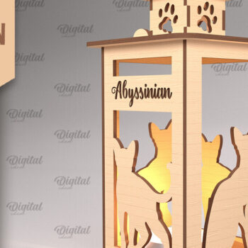 Intra απο ξύλο plywood 3mm-4mm πάχος 3D Φανάρι γάτας . Λάμπα κοπής με λέιζερ Δίασταση 30x20 cm INTRAFABR-92625197 - Image 1