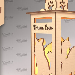 Intra απο ξύλο plywood 3mm-4mm πάχος 3D Φανάρι γάτας . Λάμπα κοπής με λέιζερ Δίασταση 30x20 cm INTRAFABR-92624656