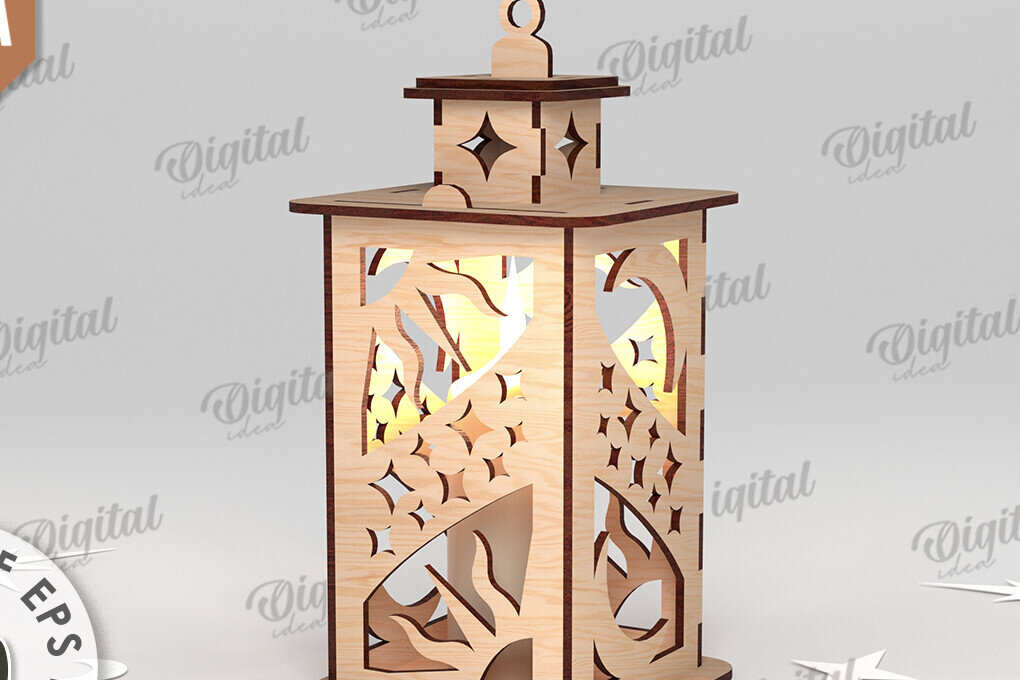 Intra απο ξύλο plywood 3mm-4mm πάχος 3D Celestial Lantern Δίασταση 30x20 cm INTRAFABR-110839044 - Image 1