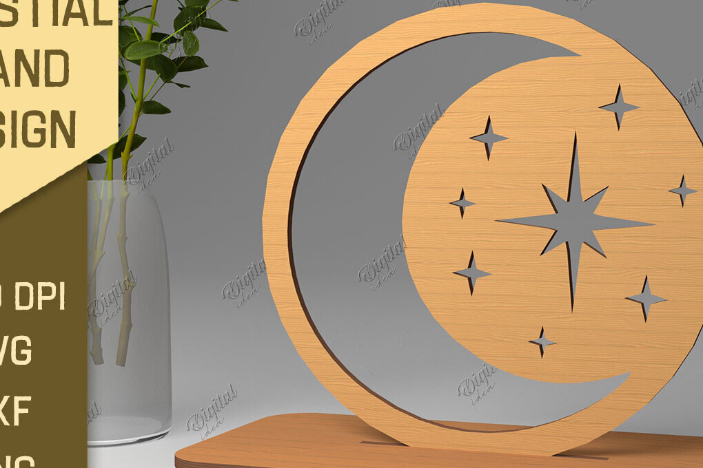 Intra απο ξύλο plywood 3mm-4mm πάχος Τρισδιάστατη Ουράνια Βάση. Λέιζερ Ήλιου και Σελήνης Δίασταση 30x20 cm INTRAFABR-86713296 - Image 1