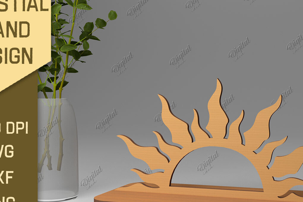 Intra απο ξύλο plywood 3mm-4mm πάχος Τρισδιάστατη Ουράνια Βάση. Λέιζερ Ήλιου και Σελήνης Δίασταση 30x20 cm INTRAFABR-86713494 - Image 1
