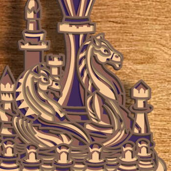 Intra απο ξύλο plywood 3mm-4mm πάχος 3D Chess //Πολυεπίπεδο /Λέιζερ Δίασταση 30x20 cm INTRAFABR-80682263 - Image 1