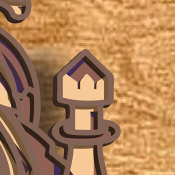 Intra απο ξύλο plywood 3mm-4mm πάχος 3D Chess //Πολυεπίπεδο /Λέιζερ Δίασταση 30x20 cm INTRAFABR-80682263 - Image 4