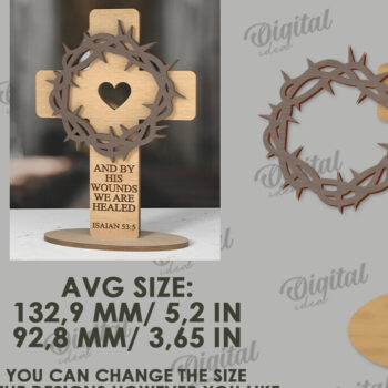 Intra απο ξύλο plywood 3mm-4mm πάχος 3D Christian Cross Cut Δίασταση 30x20 cm INTRAFABR-118835791 - Image 2