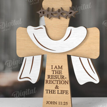 Intra απο ξύλο plywood 3mm-4mm πάχος 3D Christian Cross Cut Δίασταση 30x20 cm INTRAFABR-118835900 - Image 1