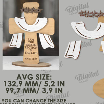 Intra απο ξύλο plywood 3mm-4mm πάχος 3D Christian Cross Cut Δίασταση 30x20 cm INTRAFABR-118835900 - Image 2