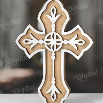 Intra απο ξύλο plywood 3mm-4mm πάχος 3D Christian Cross Cut Δίασταση 30x20 cm INTRAFABR-118836008 - Image 1