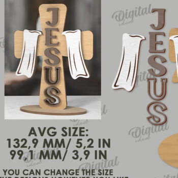 Intra απο ξύλο plywood 3mm-4mm πάχος 3D Christian Cross Cut  Δίασταση 30x20 cm INTRAFABR-118836079 - Image 2