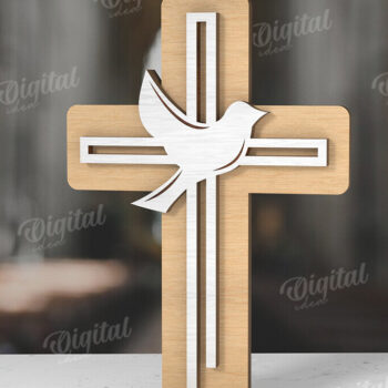 Intra απο ξύλο plywood 3mm-4mm πάχος 3D Christian Cross Cut  Δίασταση 30x20 cm INTRAFABR-118836153 - Image 1