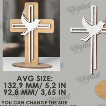Intra απο ξύλο plywood 3mm-4mm πάχος 3D Christian Cross Cut  Δίασταση 30x20 cm INTRAFABR-118836153 - Image 2