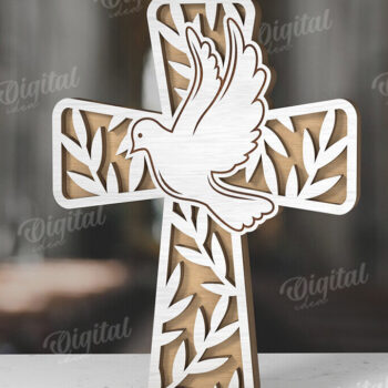 Intra απο ξύλο plywood 3mm-4mm πάχος 3D Christian Cross Cut Δίασταση 30x20 cm INTRAFABR-118835468 - Image 1