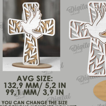 Intra απο ξύλο plywood 3mm-4mm πάχος 3D Christian Cross Cut Δίασταση 30x20 cm INTRAFABR-118835468 - Image 2