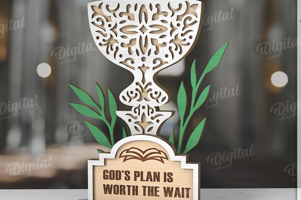 Intra απο ξύλο plywood 3mm-4mm πάχος 3D Χριστιανική όρθια διακόσμηση με λέιζερ Δίασταση 30x20 cm INTRAFABR-119722210