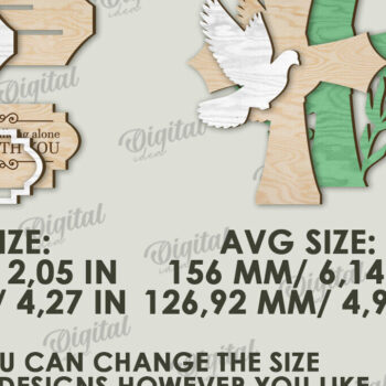 Intra απο ξύλο plywood 3mm-4mm πάχος 3D Χριστιανική όρθια διακόσμηση με λέιζερ Δίασταση 30x20 cm INTRAFABR-119722389 - Image 2