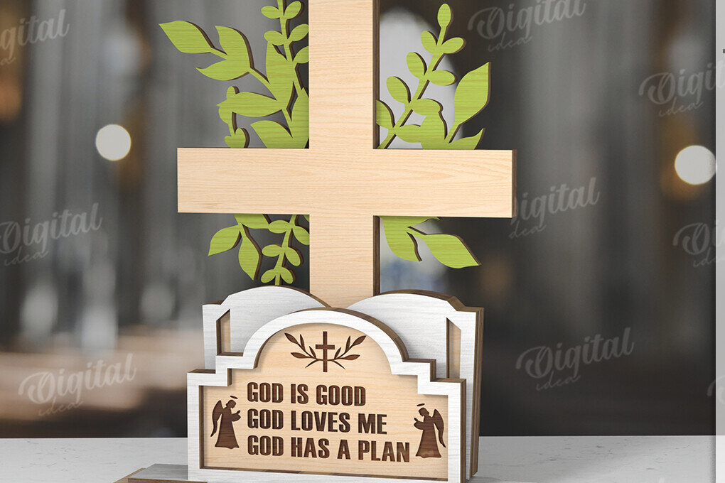 Intra απο ξύλο plywood 3mm-4mm πάχος 3D Χριστιανική όρθια διακόσμηση με λέιζερ Δίασταση 30x20 cm INTRAFABR-119722526