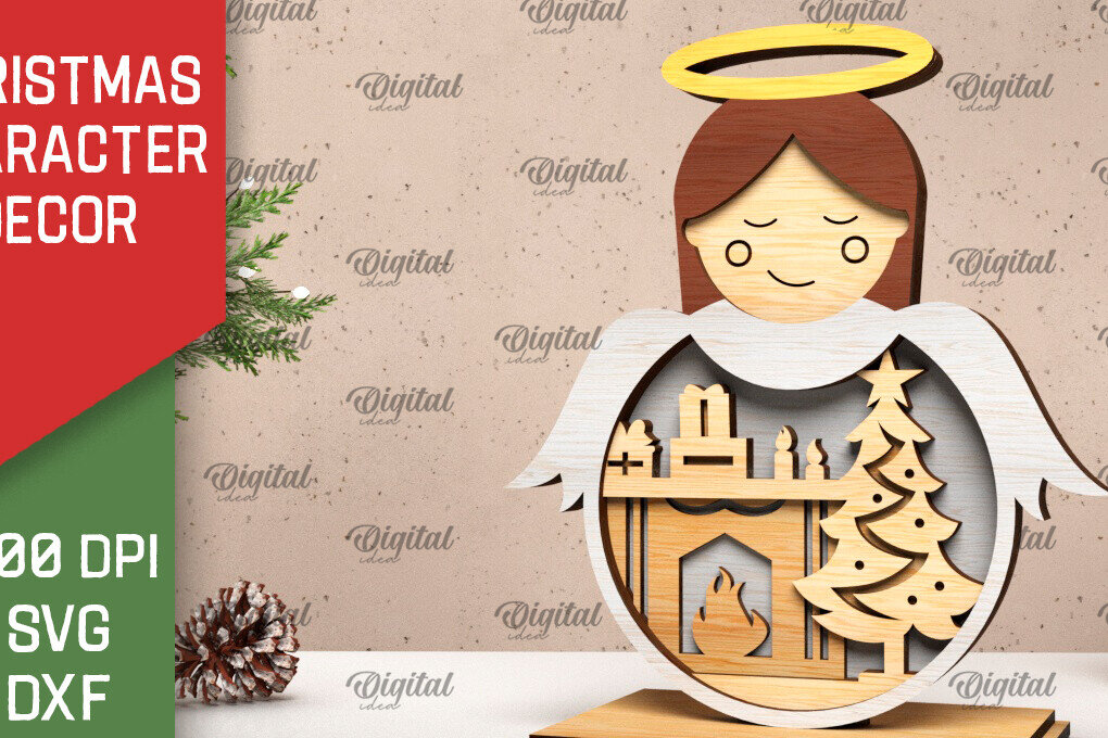 Intra απο ξύλο plywood 3mm-4mm πάχος Τρισδιάστατη Χριστουγεννιάτικη διακόσμηση αγγέλου Δίασταση 15x15 cm INTRAFABR-105996453