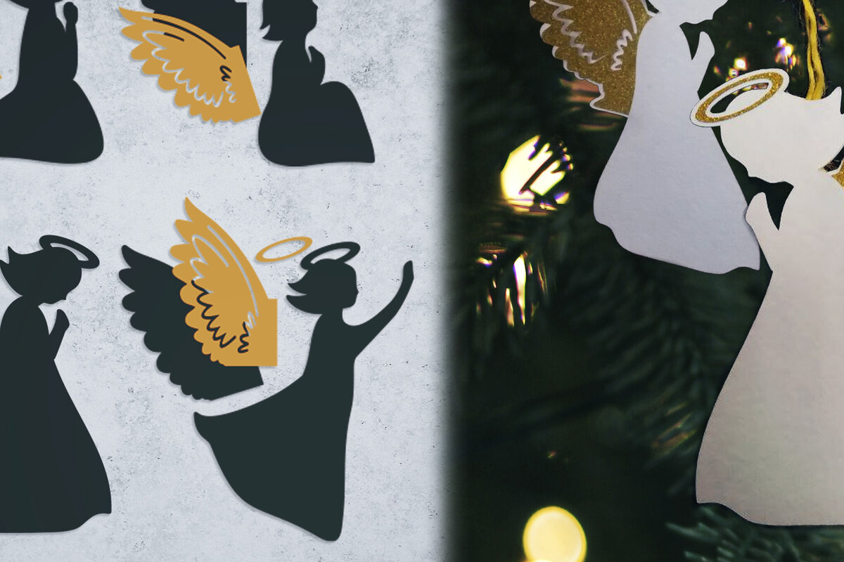 Intra απο ξύλο plywood 3mm-4mm πάχος 3d Christmas Angel | Δέσμη Γέννησης Δίασταση 15x15 cm INTRAFABR-76985561 - Image 1