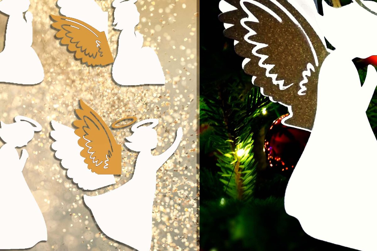 Intra απο ξύλο plywood 3mm-4mm πάχος 3d Christmas Angel | Δέσμη Γέννησης Δίασταση 15x15 cm INTRAFABR-76985561 - Image 3