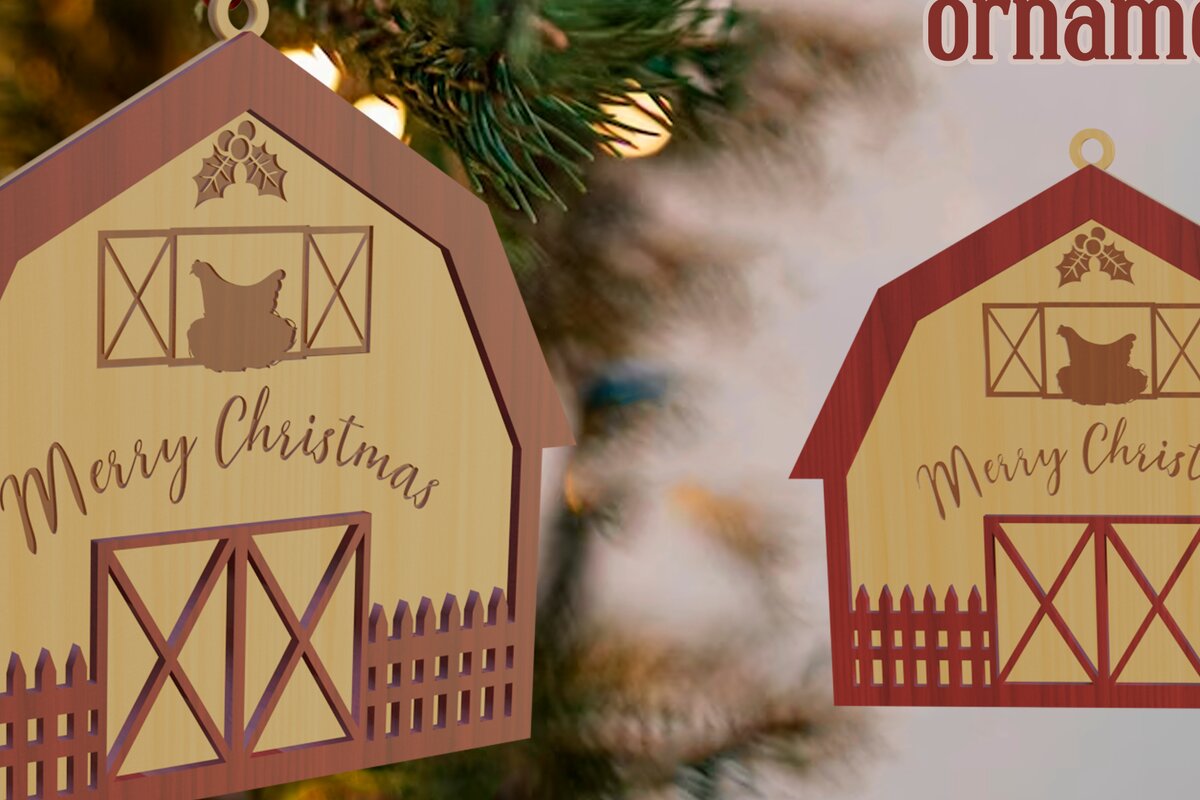 Intra απο ξύλο plywood 3mm-4mm πάχος Τρισδιάστατο χριστουγεννιάτικο στολίδι αχυρώνα με λέιζερ Δίασταση 8x8 cm INTRAFABR-79692864