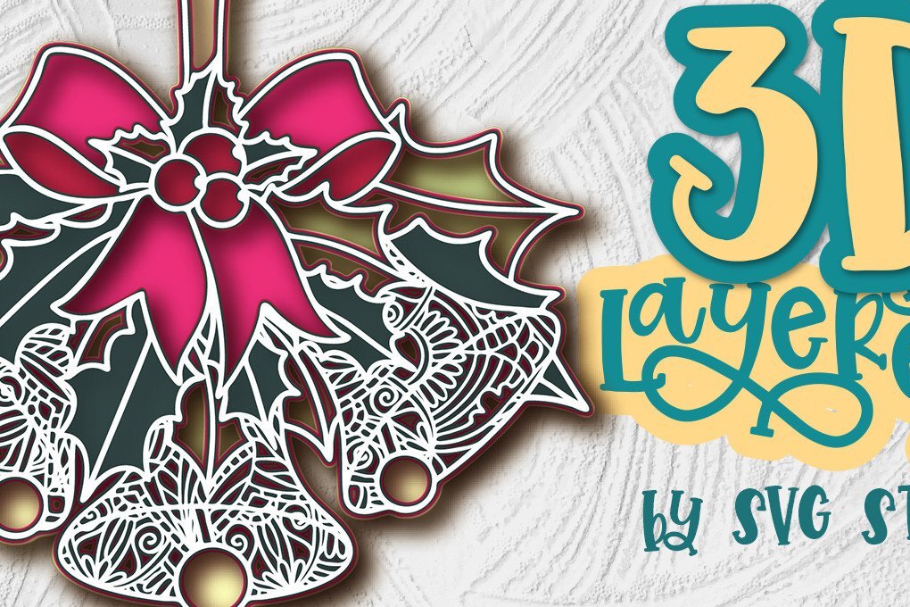 Intra απο ξύλο plywood 3mm-4mm πάχος 3D Christmas Bells Layered Design Δίασταση 15x15 cm INTRAFABR-35578778 - Image 1
