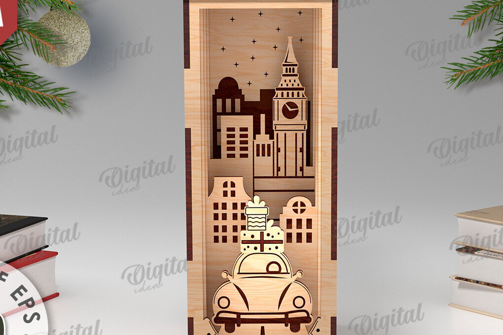 Intra απο ξύλο plywood 3mm-4mm πάχος Τρισδιάστατο χριστουγεννιάτικο βιβλίο Nook design Δίασταση 15x15 cm INTRAFABR-108452594