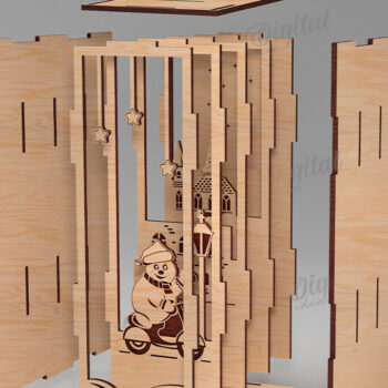 Intra απο ξύλο plywood 3mm-4mm πάχος Τρισδιάστατο χριστουγεννιάτικο βιβλίο Nook design Δίασταση 15x15 cm INTRAFABR-108452594 - Image 2