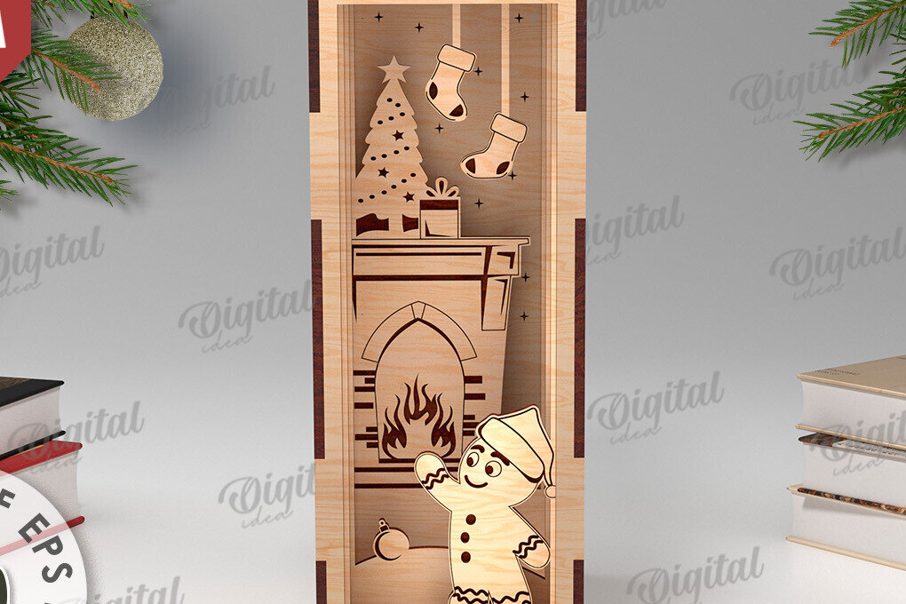 Intra απο ξύλο plywood 3mm-4mm πάχος Τρισδιάστατο χριστουγεννιάτικο βιβλίο Nook design Δίασταση 15x15 cm INTRAFABR-108452706 - Image 1