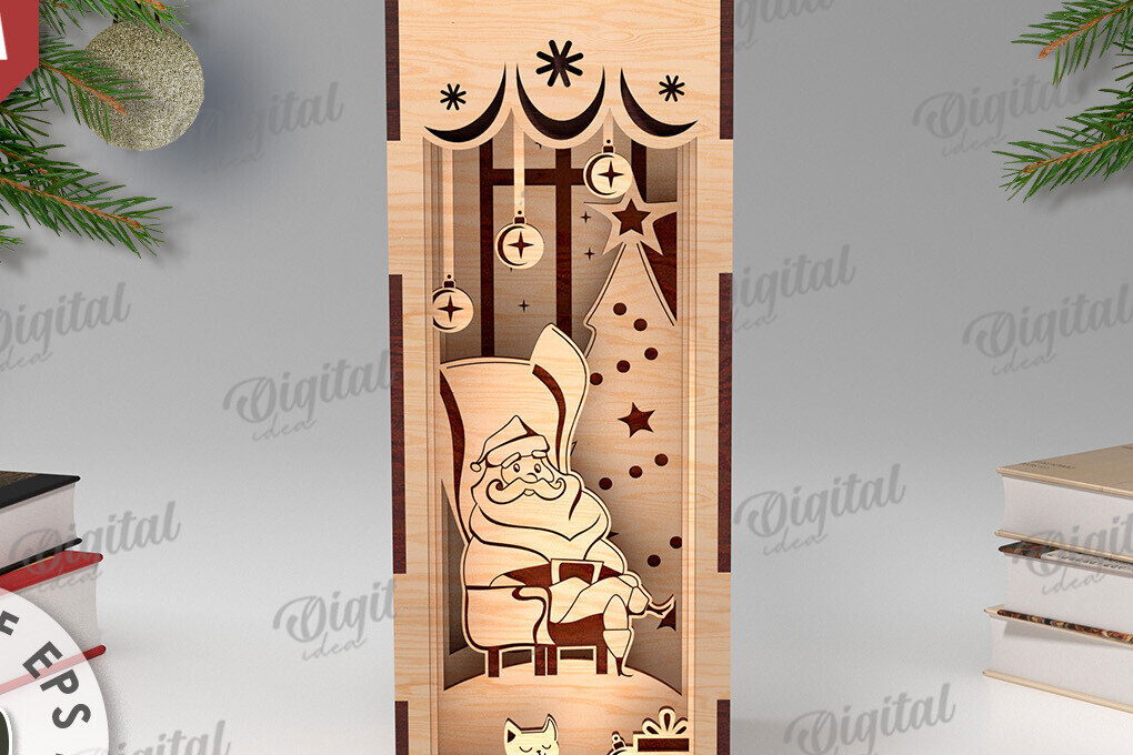 Intra απο ξύλο plywood 3mm-4mm πάχος Τρισδιάστατο χριστουγεννιάτικο βιβλίο Nook design Δίασταση 15x15 cm INTRAFABR-108452547