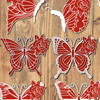 Intra απο ξύλο plywood 3mm-4mm πάχος Τρισδιάστατο Χριστουγεννιάτικου Πεταλούδας Papercut Δίασταση 15x15 cm INTRAFABR-86685699 - Image 1