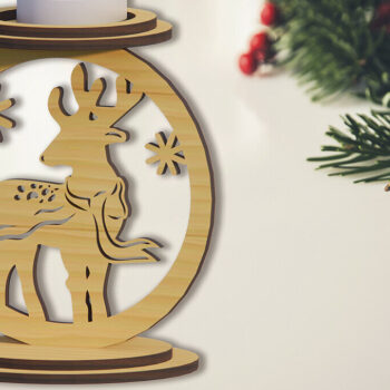 Intra απο ξύλο plywood 3mm-4mm πάχος 3D Χριστουγεννιάτικη λαμπάδα Δίασταση 15x15 cm INTRAFABR-79220715 - Image 1