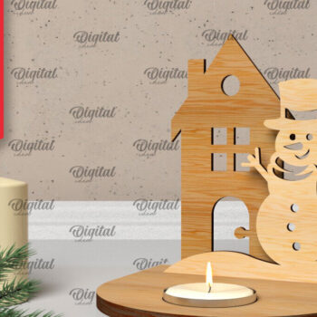 Intra απο ξύλο plywood 3mm-4mm πάχος Τρισδιάστατη χριστουγεννιάτικη θήκη κεριού Δίασταση 15x15 cm INTRAFABR-106931159 - Image 1