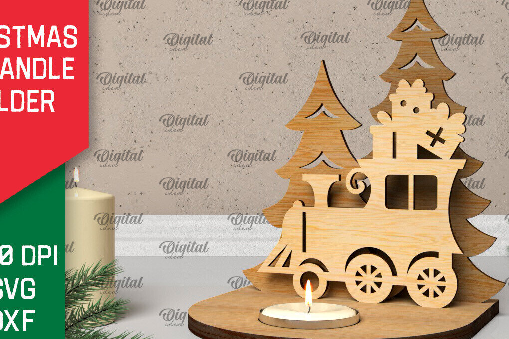 Intra απο ξύλο plywood 3mm-4mm πάχος Τρισδιάστατη χριστουγεννιάτικη θήκη κεριού Δίασταση 15x15 cm INTRAFABR-106931244