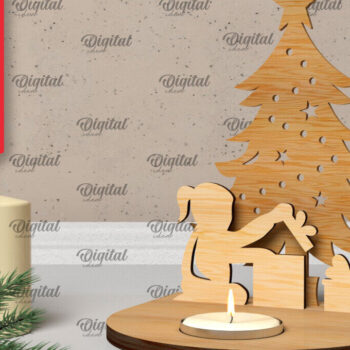 Intra απο ξύλο plywood 3mm-4mm πάχος Τρισδιάστατη χριστουγεννιάτικη θήκη κεριού Δίασταση 15x15 cm INTRAFABR-106931307 - Image 1