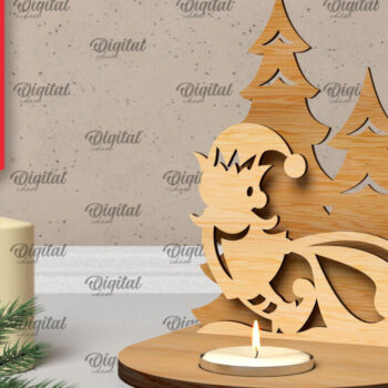 Intra απο ξύλο plywood 3mm-4mm πάχος Τρισδιάστατη χριστουγεννιάτικη θήκη κεριού Δίασταση 15x15 cm INTRAFABR-106931964 - Image 1