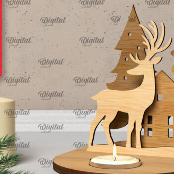 Intra απο ξύλο plywood 3mm-4mm πάχος Τρισδιάστατη χριστουγεννιάτικη θήκη κεριού Δίασταση 15x15 cm INTRAFABR-106932037 - Image 1