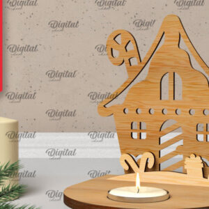 Intra απο ξύλο plywood 3mm-4mm πάχος Τρισδιάστατη χριστουγεννιάτικη θήκη κεριού Δίασταση 15x15 cm INTRAFABR-106932710
