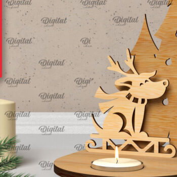 Intra απο ξύλο plywood 3mm-4mm πάχος Τρισδιάστατη χριστουγεννιάτικη θήκη κεριού Δίασταση 15x15 cm INTRAFABR-106931080 - Image 1