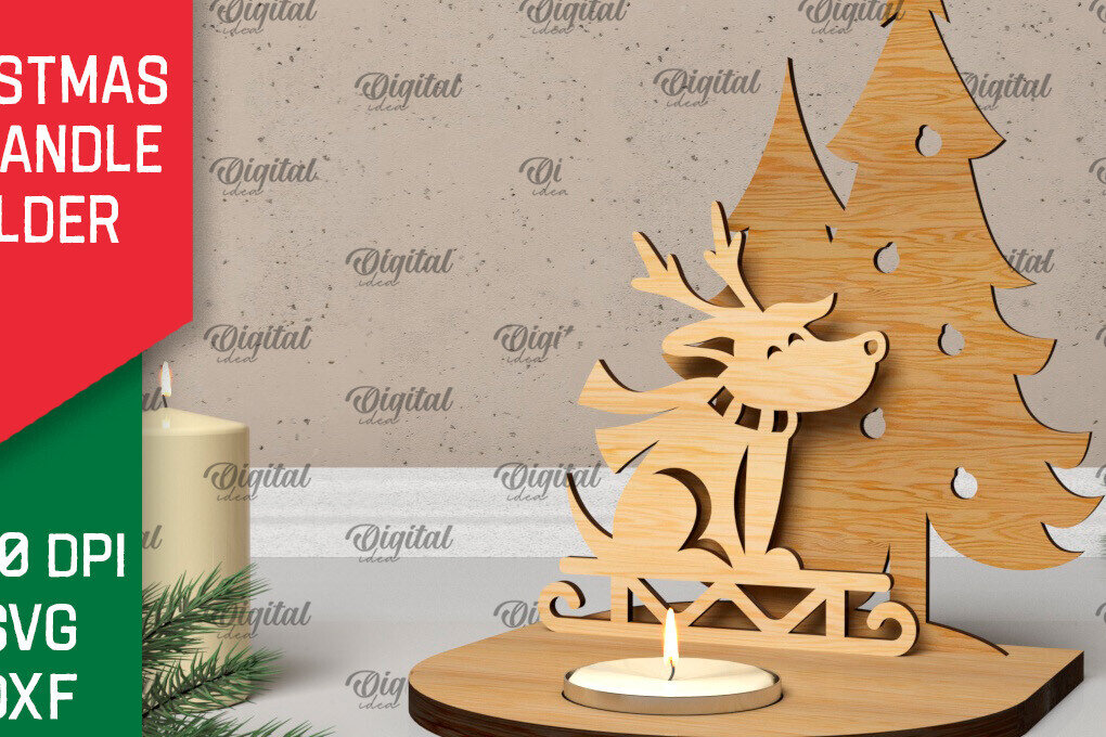 Intra απο ξύλο plywood 3mm-4mm πάχος Τρισδιάστατη χριστουγεννιάτικη θήκη κεριού Δίασταση 15x15 cm INTRAFABR-106931080